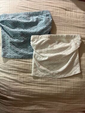 Match / MixMatchy Light Blue Eyelet Strapless Tube Top